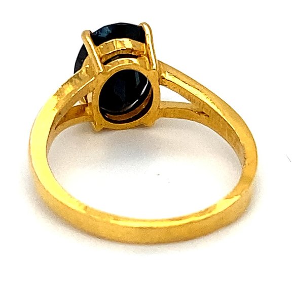 Blue Sapphire 3.42ct Solid 22K Yellow Gold Ring - Picture 5 of 8